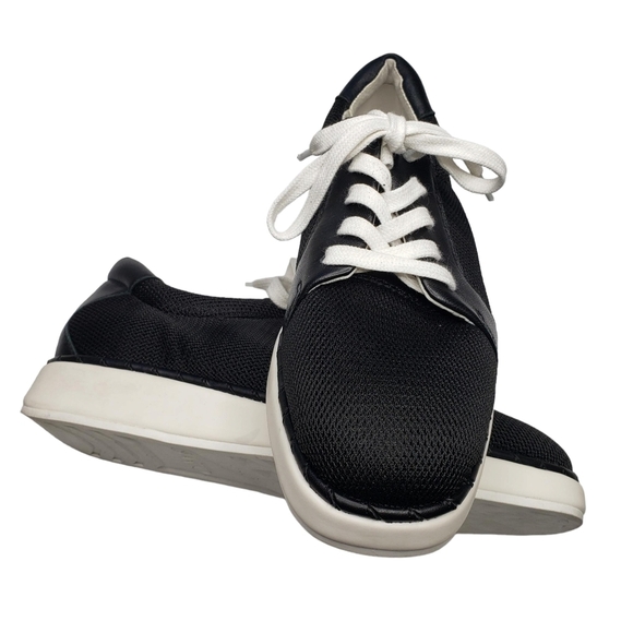 Franco Sarto | Quinn Black Leather Fabric Low Top Lace Up Sneakers Women's 7.5 - Picture 6 of 13